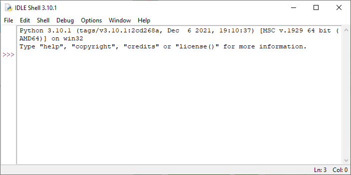 IDLE Shell window