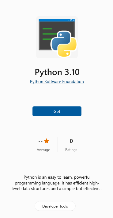 Installing Python from the Microsoft App Store